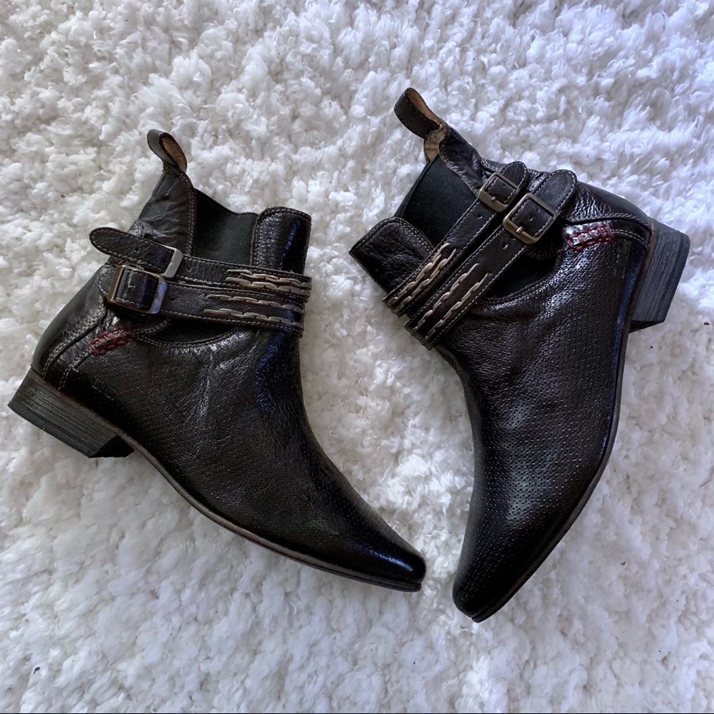Bed Stu Black Leather Ankle Boots Booties SZ 8